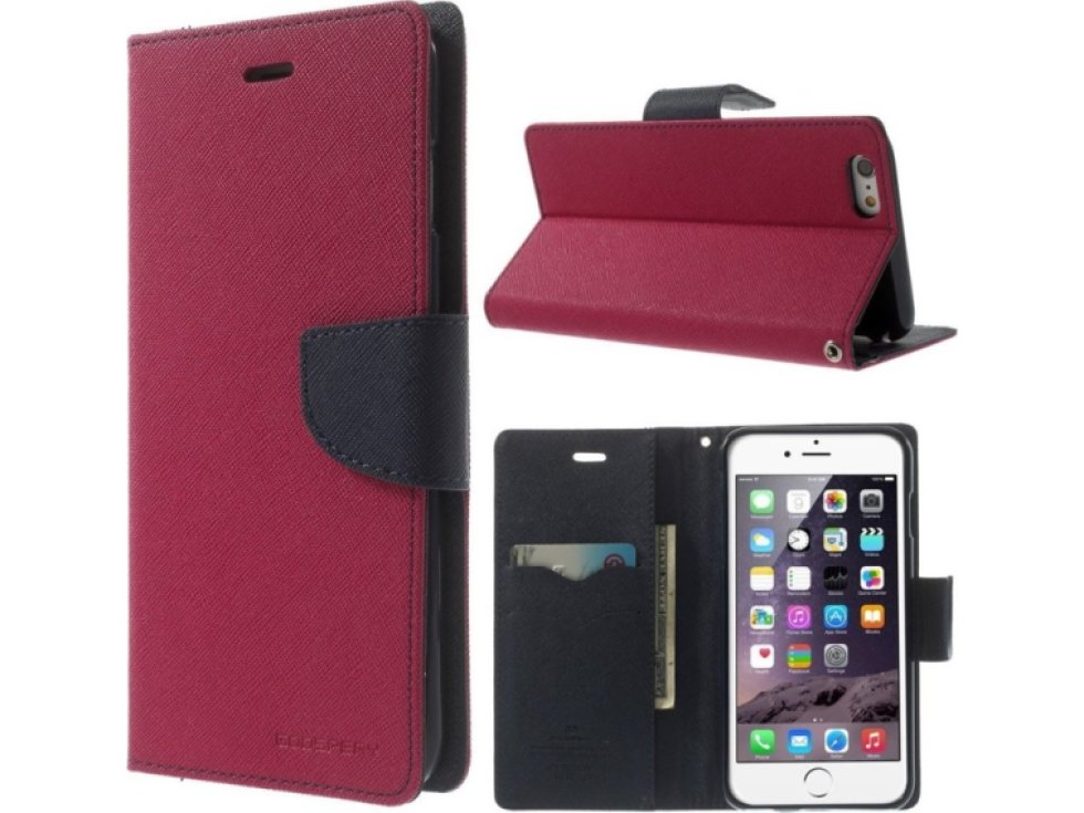 Pouzdro / kryt pro Apple iPhone 6 Plus / 6S Plus - Mercury, Fancy Diary HOTPINK/NAVY