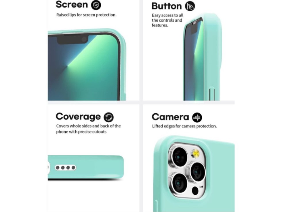 Ochranný kryt pro iPhone 13 Pro - Mercury, Soft Feeling Midnight Mint