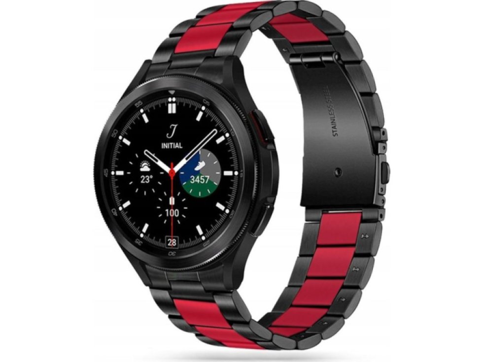 Řemínek pro Samsung Galaxy Watch 40mm / 42mm / 44mm / 46mm - Tech-Protect, Steinless Black/Red