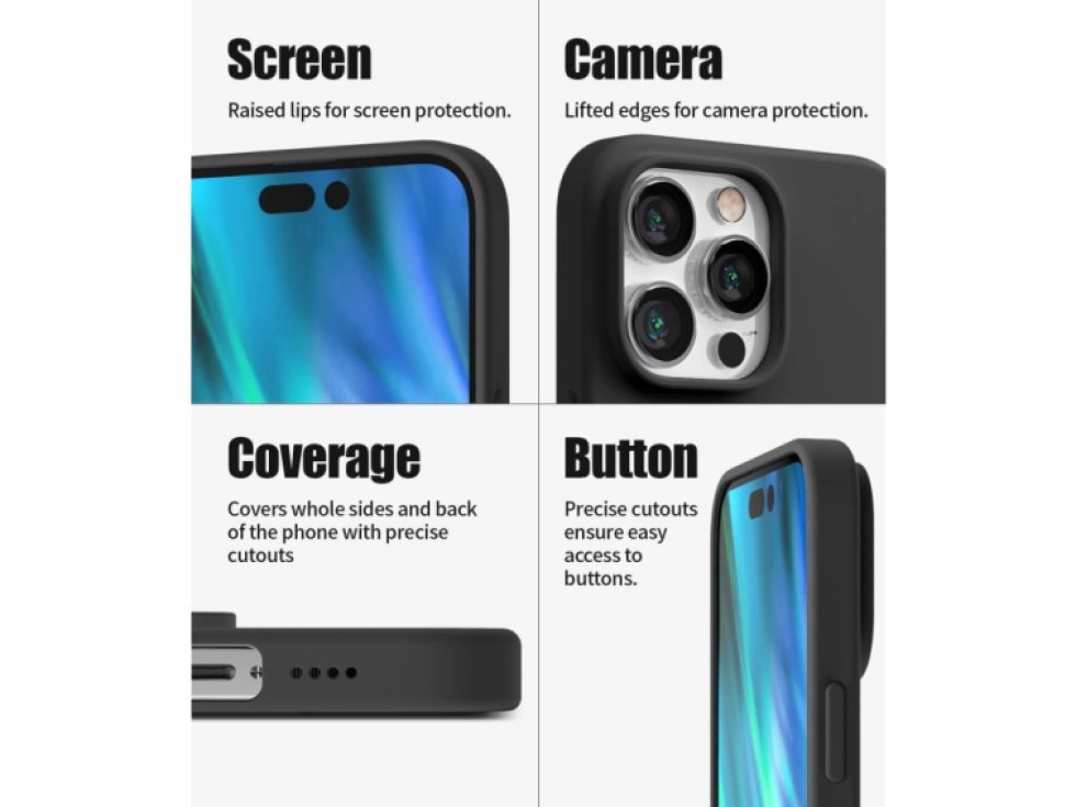 Ochranný kryt pro iPhone 14 Pro MAX - Mercury, Silicone Black