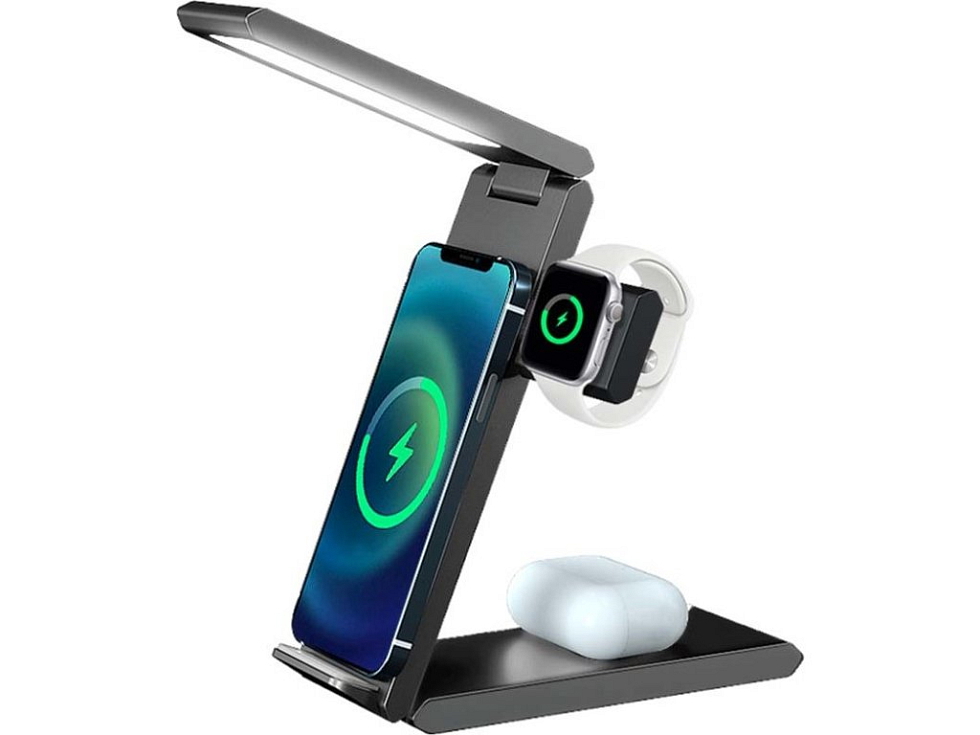 Bezdrátová nabíječka s LED lampičkou 3v1 - Vesmírně šedá