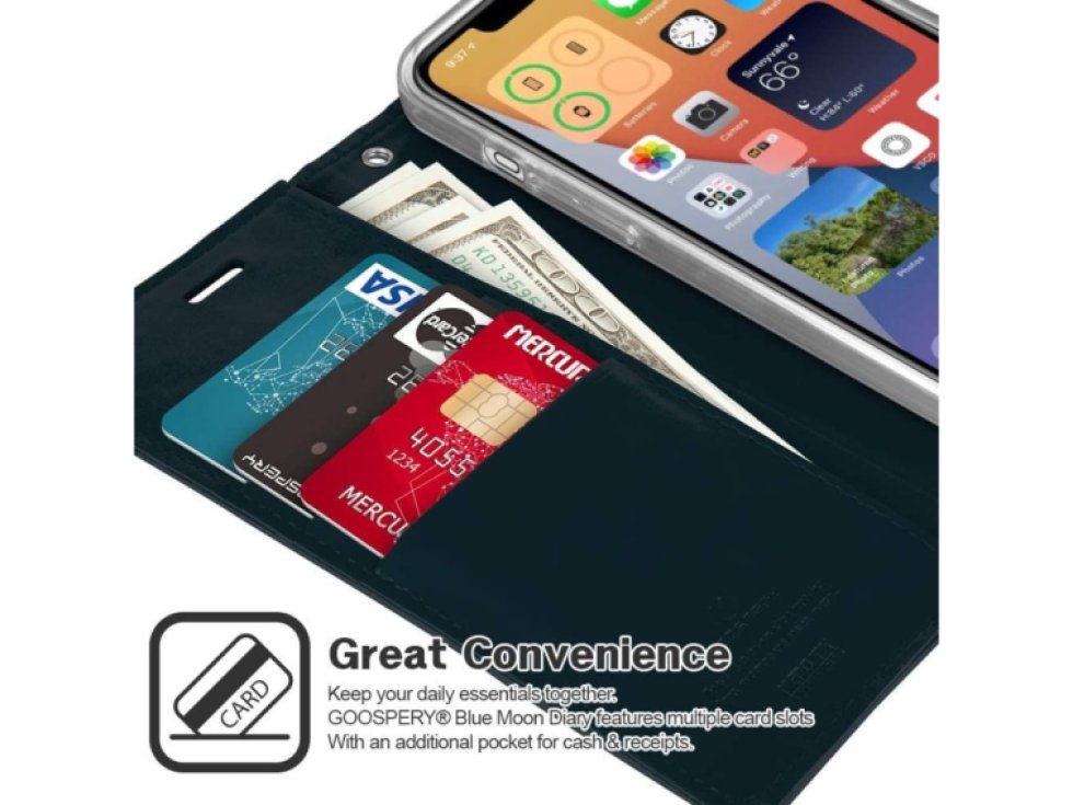 Knížkové pouzdro na iPhone 12 mini - Mercury, Bluemoon Diary Navy