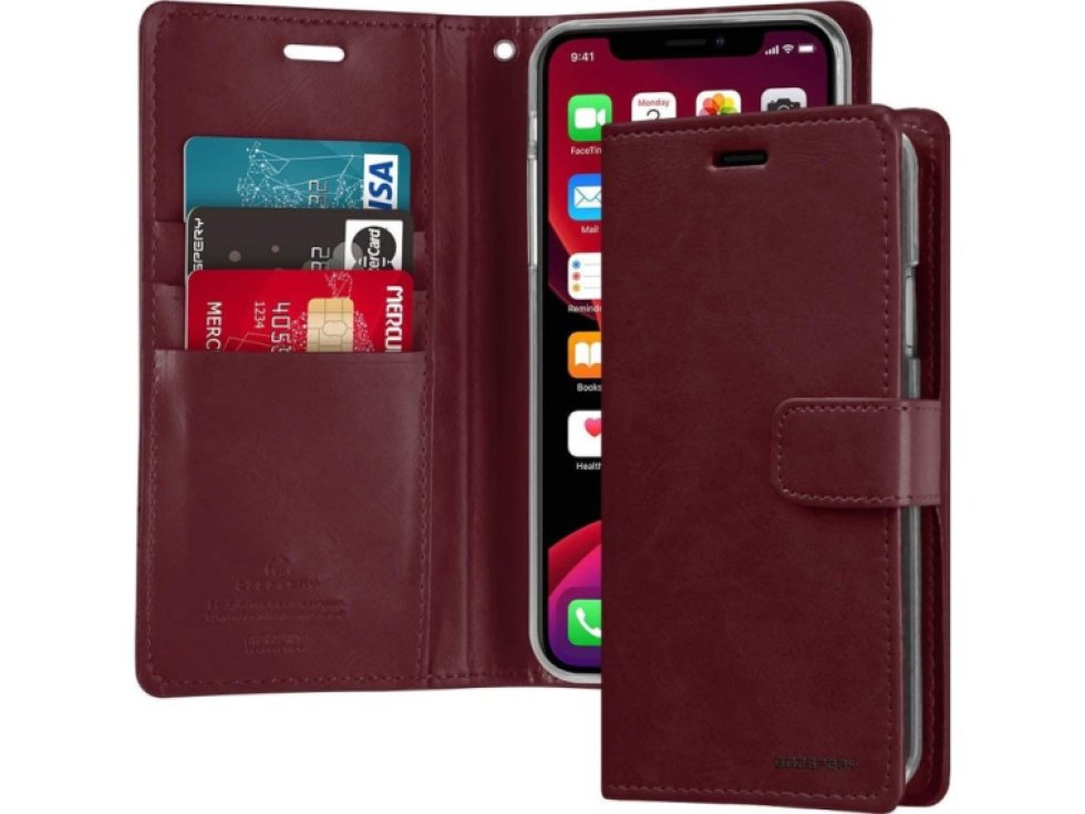 Knížkové pouzdro na iPhone 12 / 12 Pro - Mercury, Bluemoon Diary Wine