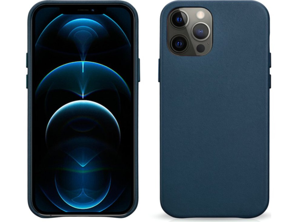 Kožený kryt na iPhone 12 / 12 Pro - iCarer, Original Blue 01.20.RIX1206-BU