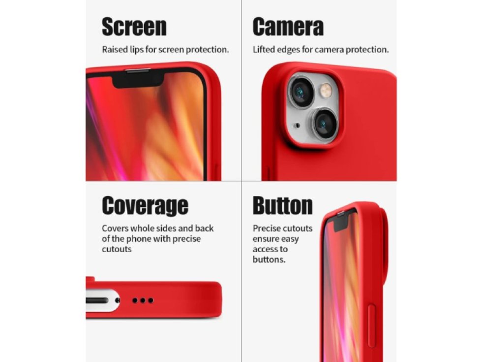 Ochranný kryt pro iPhone 14 - Mercury, Silicone Red