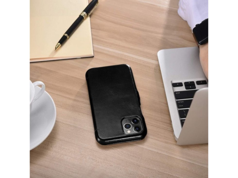Knížkové pouzdro pro iPhone 11 - iCarer, Vintage Black 01.19.RIX1108-BK