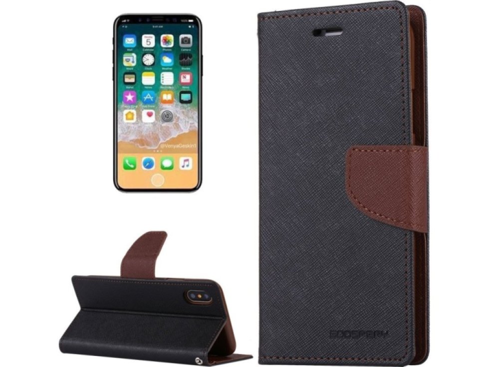 Pouzdro / kryt pro iPhone XS / X - Mercury, Fancy Diary BLACK/BROWN