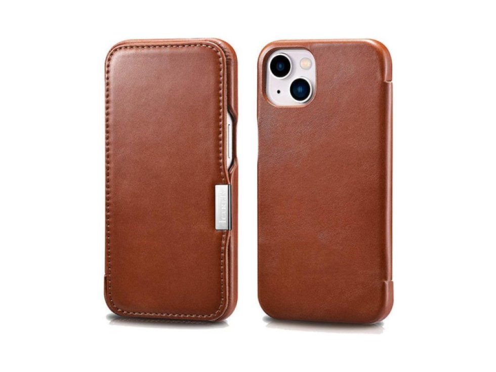 Knížkové pouzdro pro iPhone 13 - iCarer, Vintage Brown 01.21.RIX1306-BN