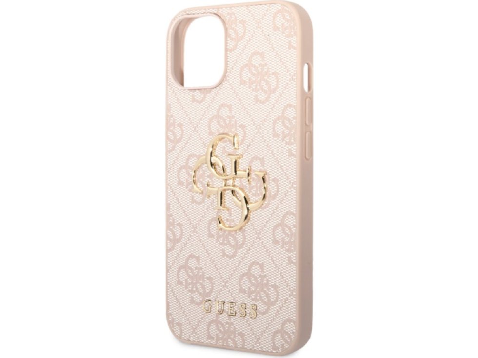 Ochranný kryt na iPhone 15 - Guess, 4G Metal Logo Pink GUHCP15S4GMGPI