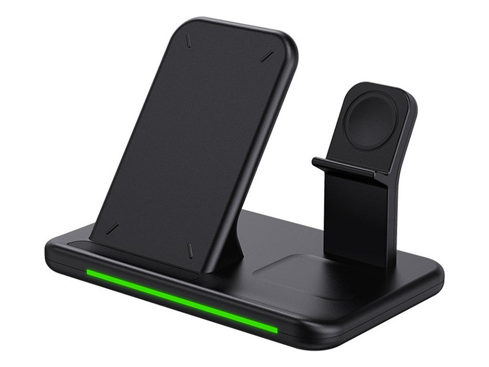 Bezdrátová nabíječka 3v1 - Černá