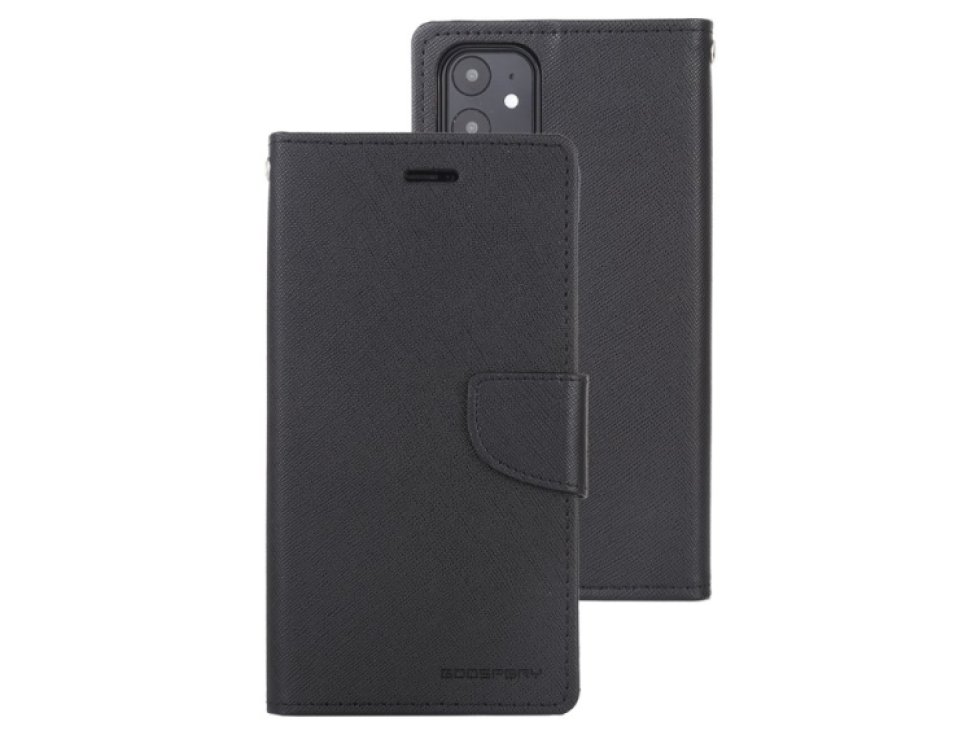 Pouzdro na iPhone 12 mini - Mercury, Fancy Diary Black/Black