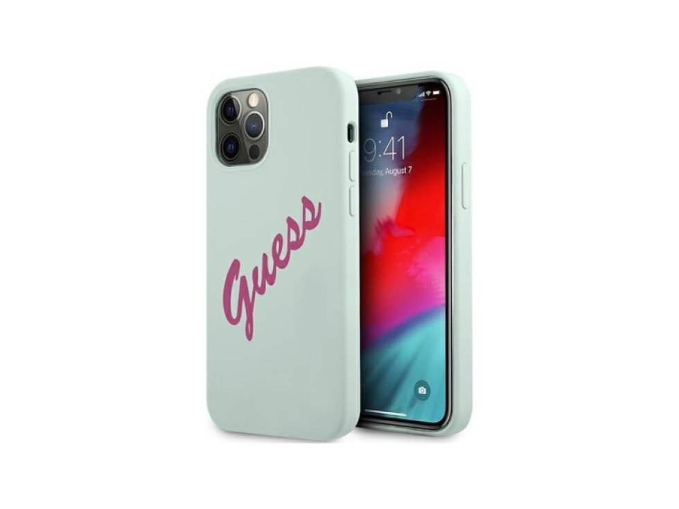 Ochranný kryt pro iPhone 12 / 12 Pro - Guess, Vintage Silicone Fuchsia GUHCP12MLSVSBF