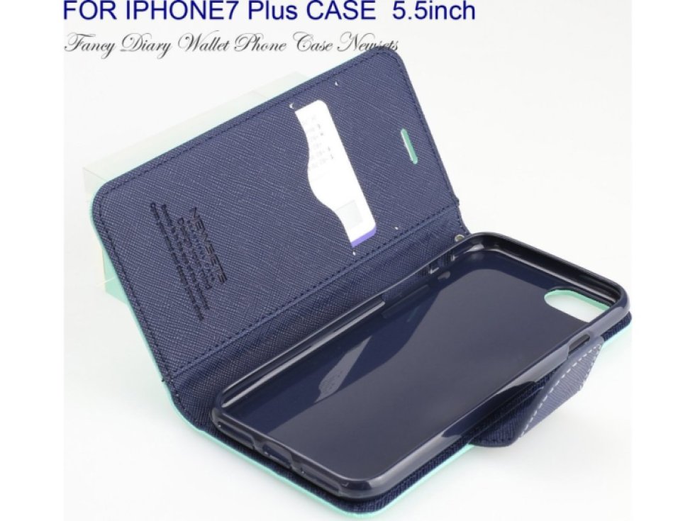 Pouzdro / kryt pro iPhone 7 Plus / 8 Plus - Mercury, Fancy Diary MINT/NAVY