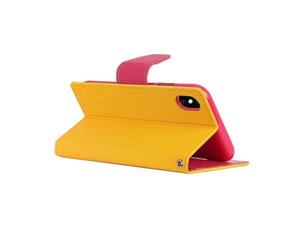 Pouzdro / kryt pro iPhone XS MAX - Mercury, Fancy Diary Yellow/HotPink