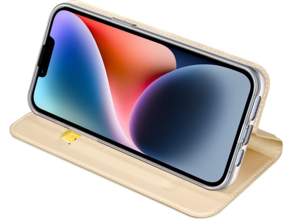 Knížkové pouzdro pro iPhone 14 PLUS - DuxDucis, SkinPro Gold