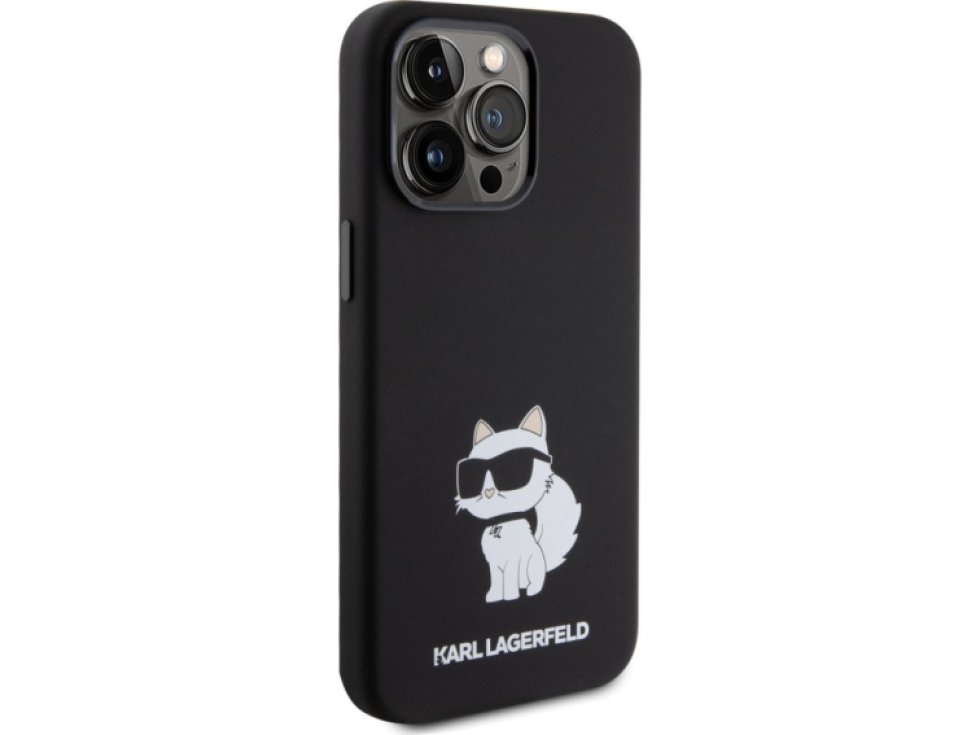 Ochranný kryt na iPhone 15 Pro MAX - Karl Lagerfeld, Liquid Silicone Choupette NFT Black KLHCP15XSNCHBCK