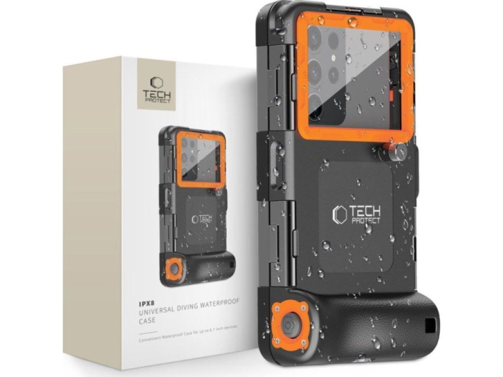 Univerzální voděodolné pouzdro - Tech-Protect, IPX8 Diving Waterproof Case Orange