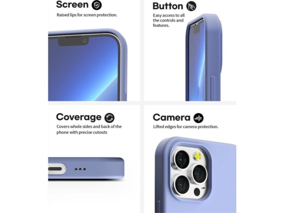 Ochranný kryt pro iPhone 13 Pro MAX - Mercury, Silicone Lavender Gray