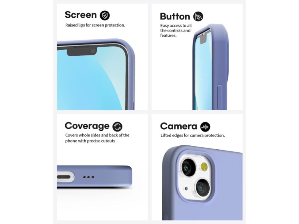 Ochranný kryt pro iPhone 13 - Mercury, Silicone Lavender Gray