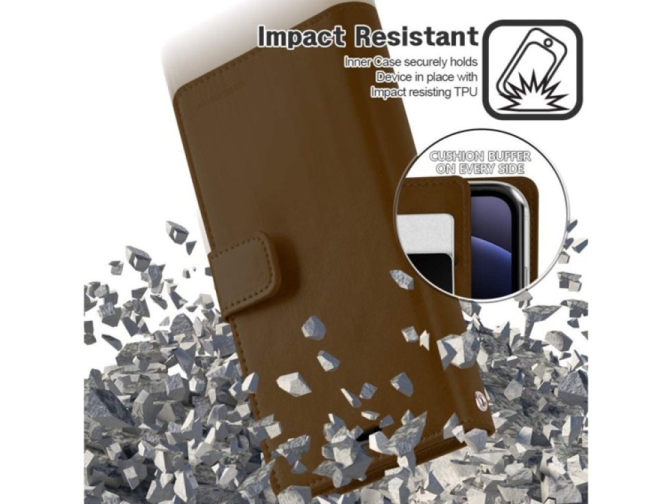 Knížkové pouzdro na iPhone 12 / 12 Pro - Mercury, Mansoor Diary Brown