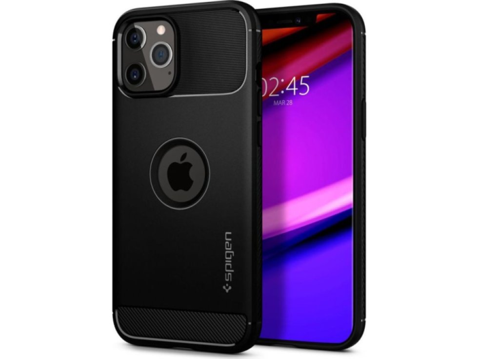 Ochranný kryt pro iPhone 12 / 12 Pro - Spigen, Rugged Armor Black ACS01700