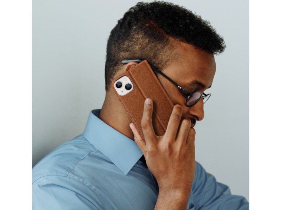 Knížkové pouzdro pro iPhone 14 - DuxDucis, SkinX2 Brown