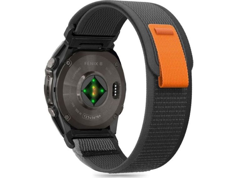 Řemínek pro Garmin Fenix 5X / 5X PLUS / 6X / 6X PRO / 7X / 8 (51mm) - Tech-Protect, Nylon Black/Orange