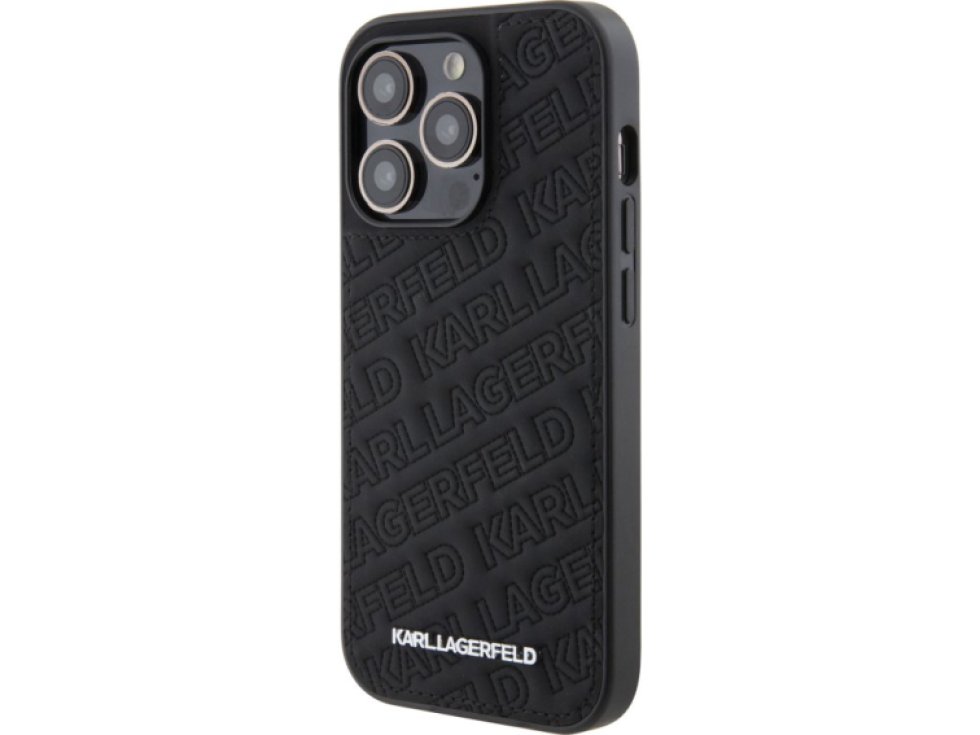 Ochranný kryt na iPhone 15 Pro MAX - Karl Lagerfeld, Quilted Pattern Black KLHCP15XPQKPMK
