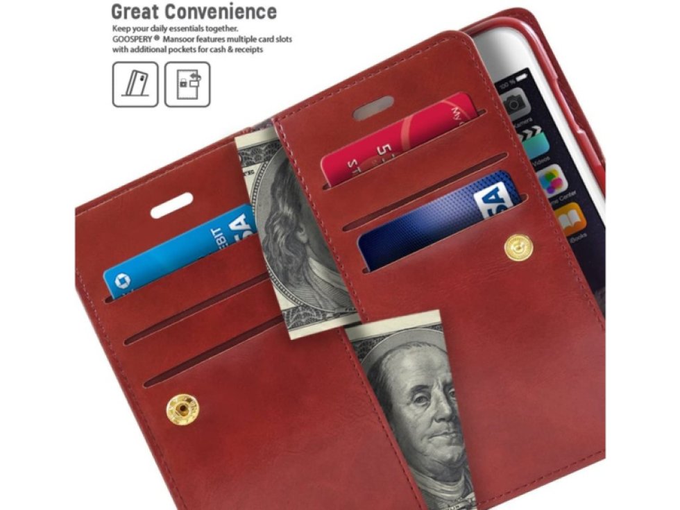 Knížkové pouzdro na iPhone 6 / 6S - Mercury, Mansoor Diary Wine