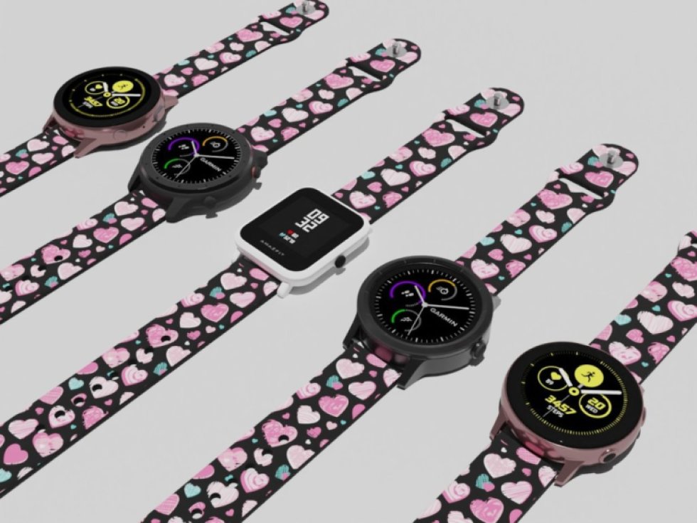 RŮŽOVÁ A MODRÁ SRDÍČKA řemínek 22 mm