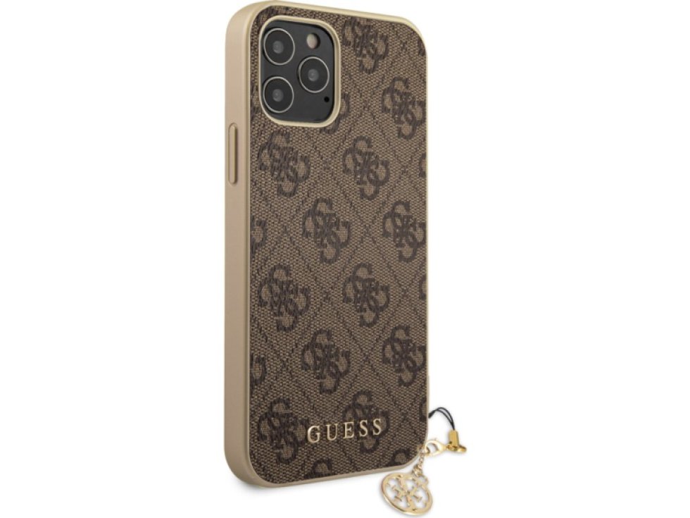 Ochranný kryt pro iPhone 12 Pro MAX - Guess, 4G Charms Brown GUHCP12LGF4GBR