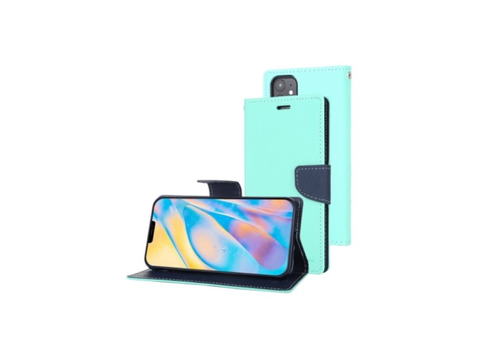 Pouzdro na iPhone 12 mini - Mercury, Fancy Diary Mint/Navy