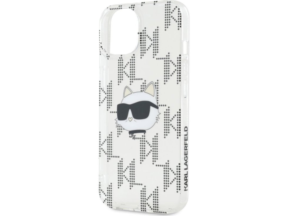 Ochranný kryt na iPhone 15 - Karl Lagerfeld, IML Electroplated Choupette Head Transparent KLHCP15SHKLPCHT