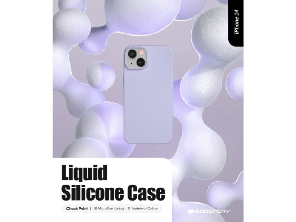 Ochranný kryt pro iPhone 14 - Mercury, Silicone Lavender Gray