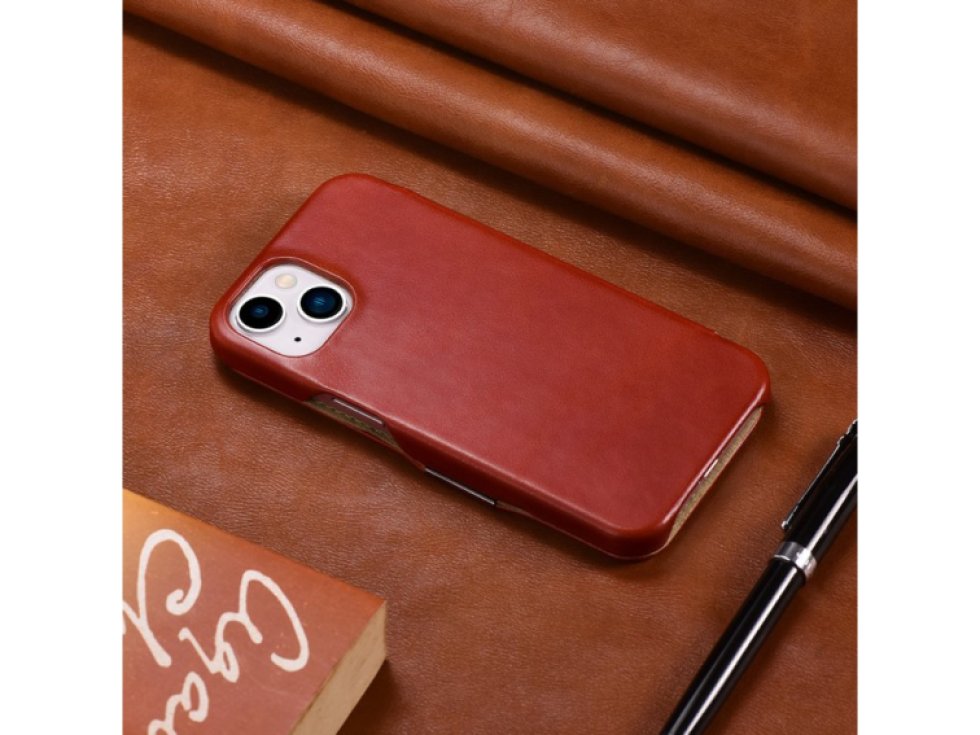 Knížkové pouzdro pro iPhone 13 - iCarer, Vintage Red 01.21.RIX1306-RD