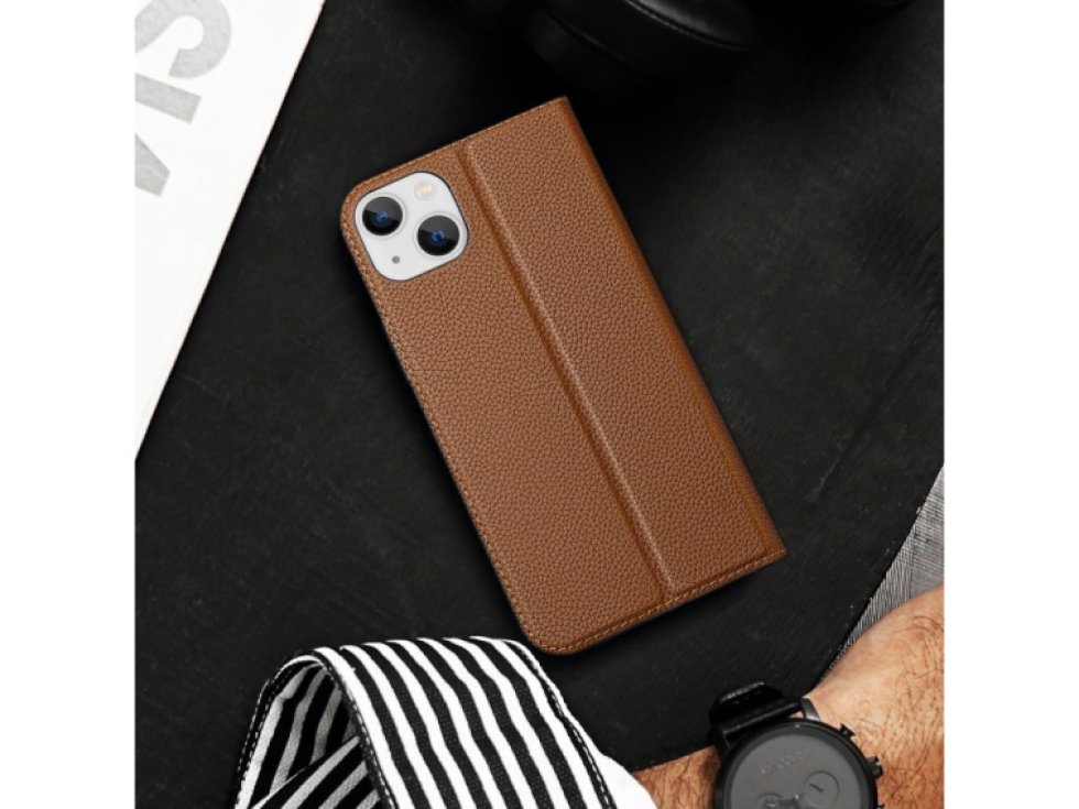 Knížkové pouzdro pro iPhone 14 PLUS - DuxDucis, SkinX2 Brown