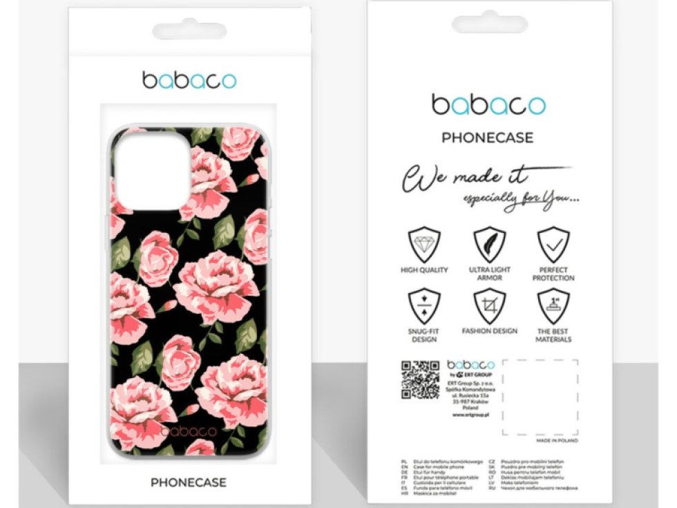 Ochranný kryt pro iPhone 12 Pro MAX - Babaco, Flowers 013 Black BPCFLOW7529