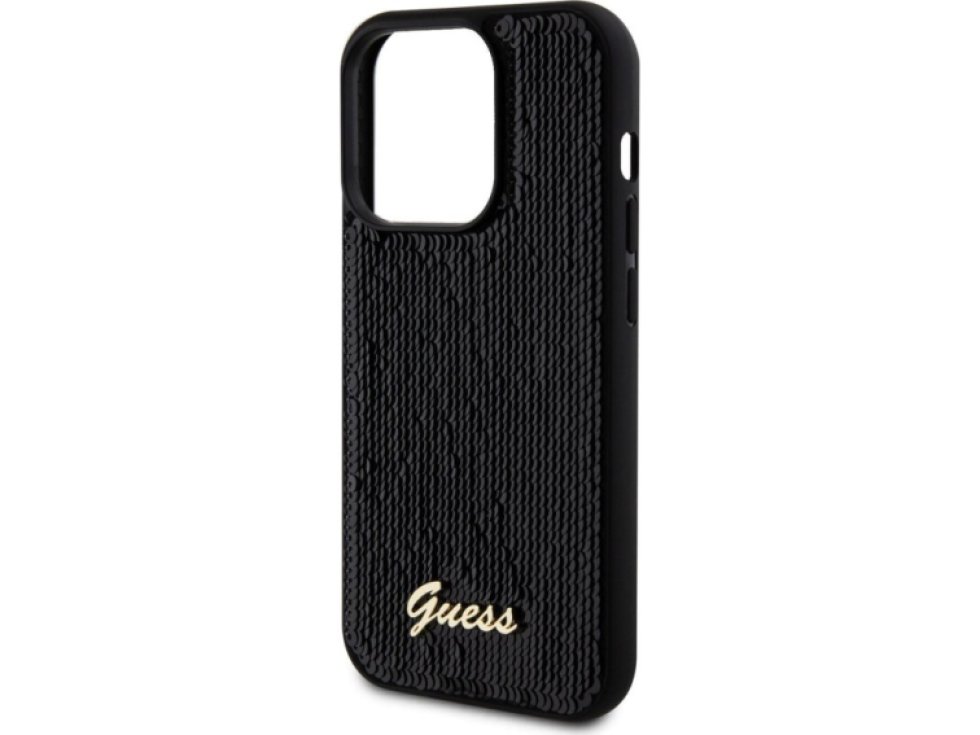 Ochranný kryt na iPhone 14 Pro MAX - Guess, Sequin Script Logo Black GUHCP14XPSFDGSK