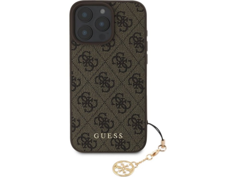 Ochranný kryt na iPhone 16 Pro MAX - Guess, 4G Charm Brown GUHCP16XGF4GCW