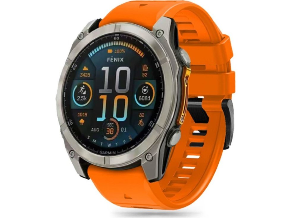 Řemínek pro Garmin Fenix 5X / 5X PLUS / 6X / 6X PRO / 7X / 8 (51mm) - Tech-Protect, Silicone Line Orange