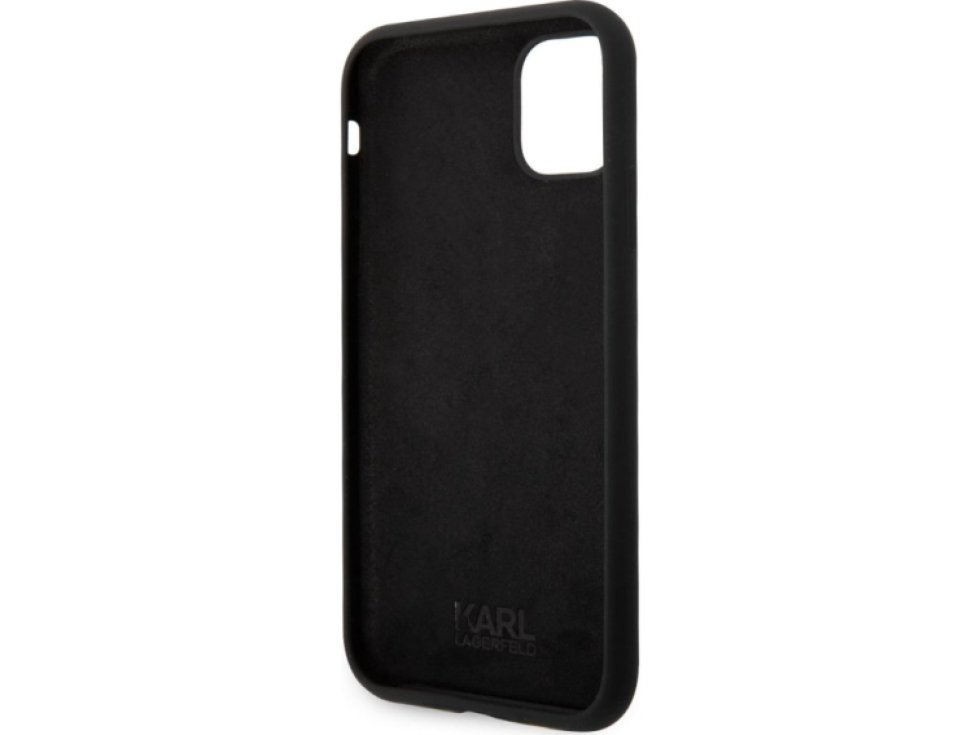 Ochranný kryt na iPhone 11 - Karl Lagerfeld, Liquid Silicone Ikonik NFT Black KLHCN61SNIKBCK