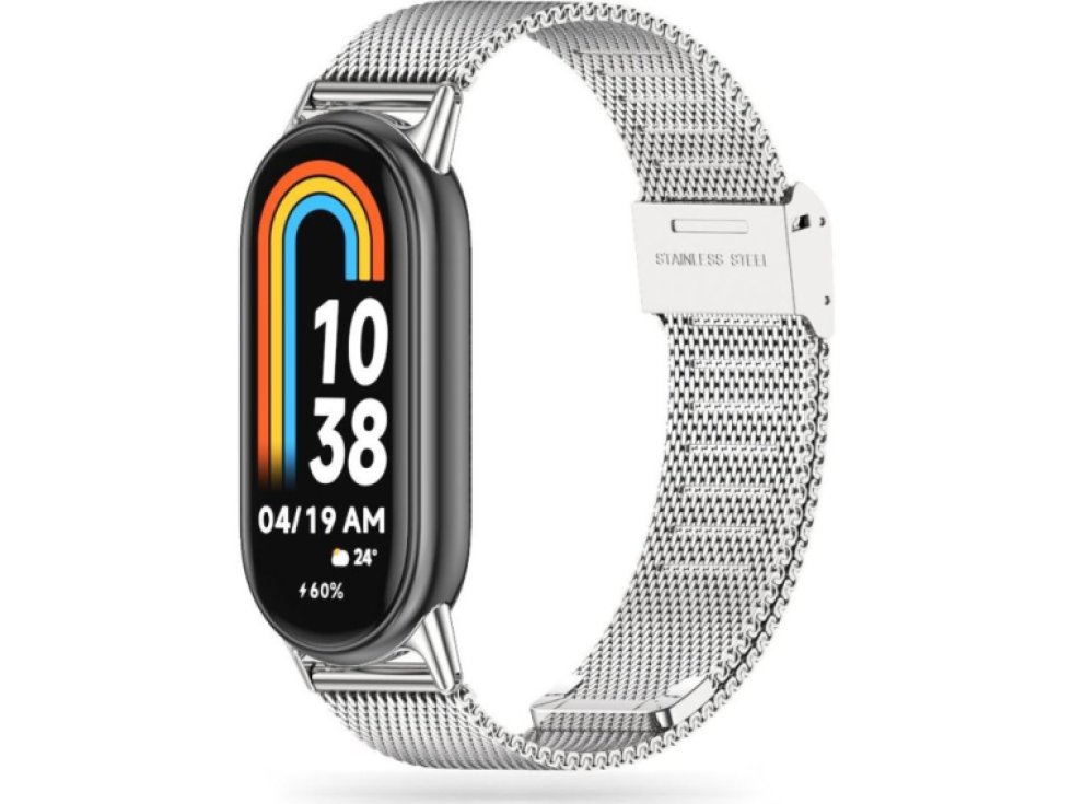 Řemínek pro Xiaomi Mi Band 8 / 9 - Tech-Protect, Milaneseband Silver