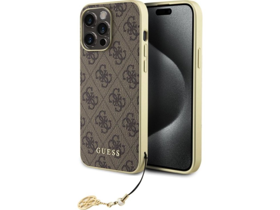 Ochranný kryt na iPhone 15 Pro MAX - Guess, 4G Charms Brown GUHCP15XGF4GBR