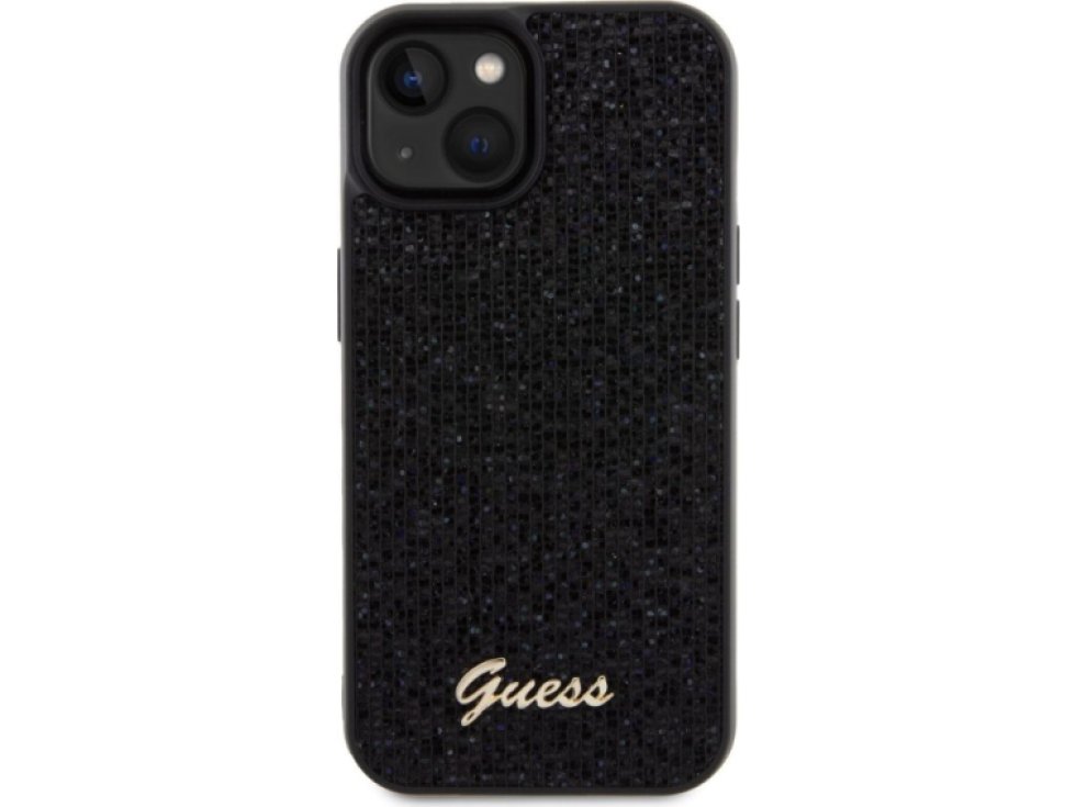 Ochranný kryt na iPhone 15 - Guess, Square Mirror Script Logo Black GUHCP15SPMSDGSK