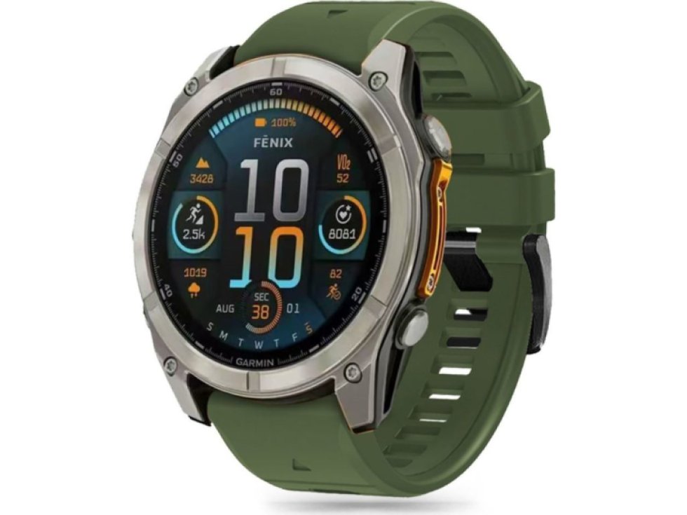 Řemínek pro Garmin Fenix 5X / 5X PLUS / 6X / 6X PRO / 7X / 8 (51mm) - Tech-Protect, Silicone Line Military Green