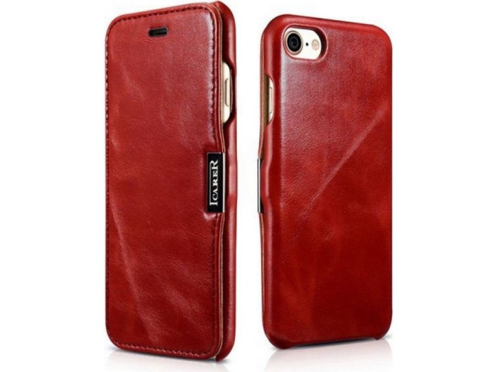 Knížkové pouzdro pro iPhone 7 / 8 / SE (2020/2022) - iCarer, Vintage Red 01.03.RI702-RD