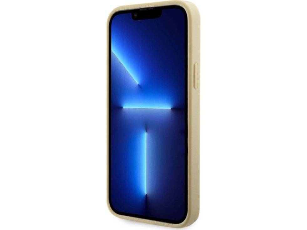Ochranný kryt pro iPhone 14 - Guess, Rhinestones Triangle Metal Logo Gold GUHCP14SHDGTPD