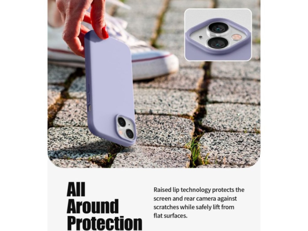 Ochranný kryt pro iPhone 14 - Mercury, Silicone Lavender Gray
