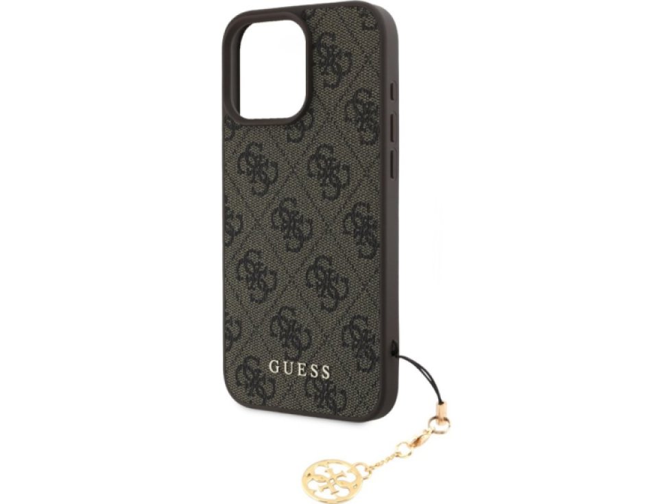 Ochranný kryt na iPhone 16 Pro MAX - Guess, 4G Charm Brown GUHCP16XGF4GCW