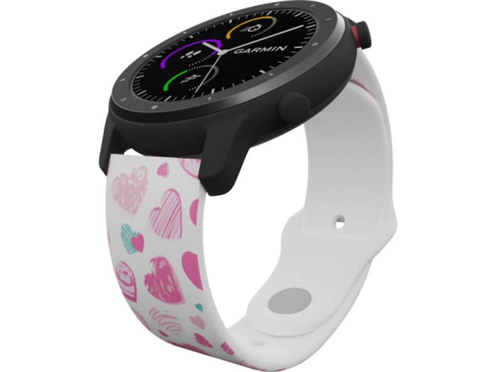 RŮŽOVÁ A MODRÁ SRDÍČKA řemínek 22 mm